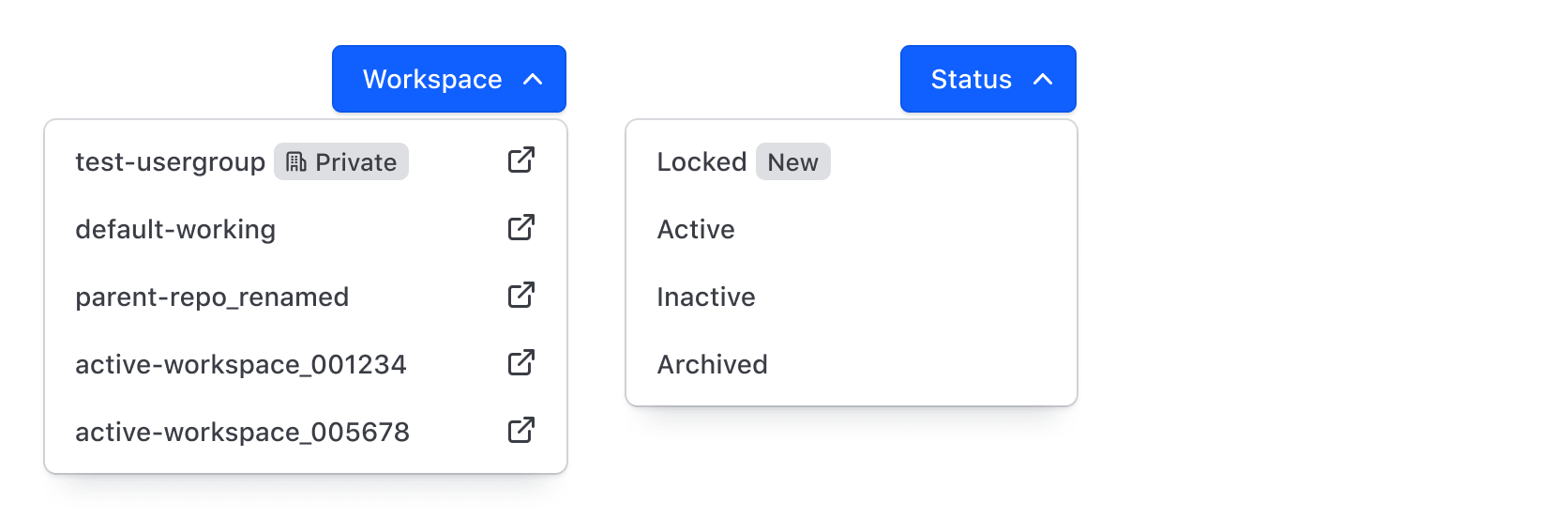 Dropdown width badges in various places