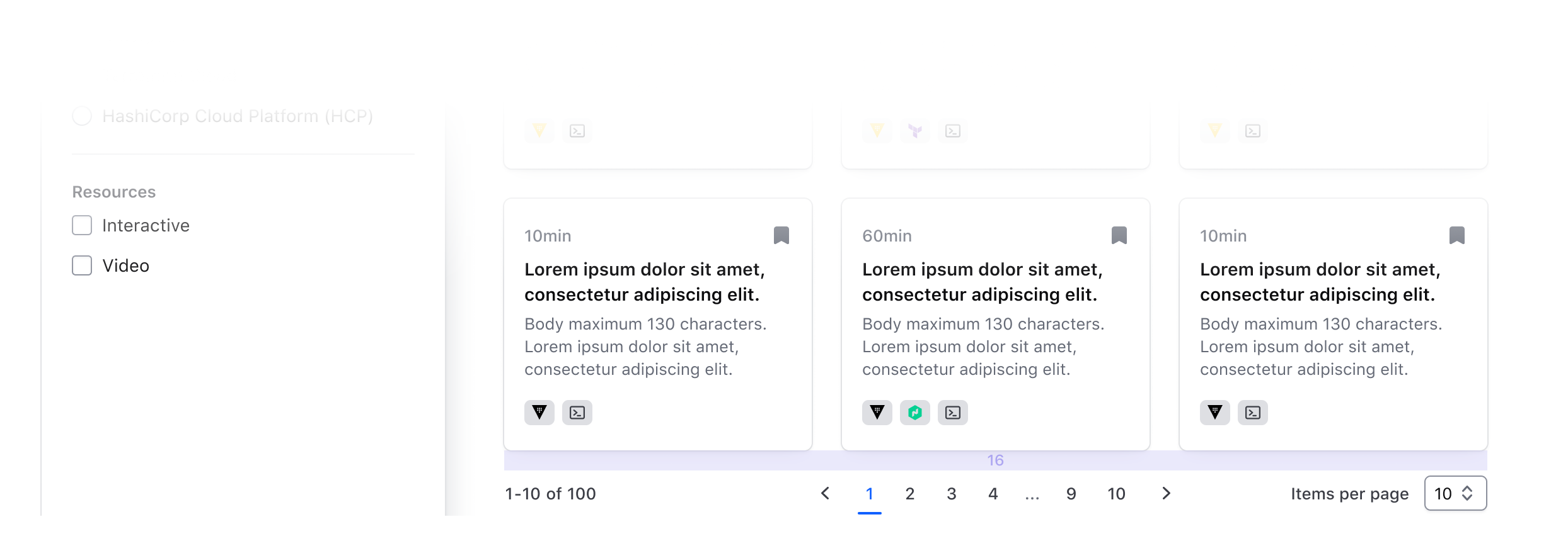 Pagination paired with other types of content