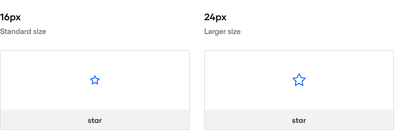 Example of available icon sizes