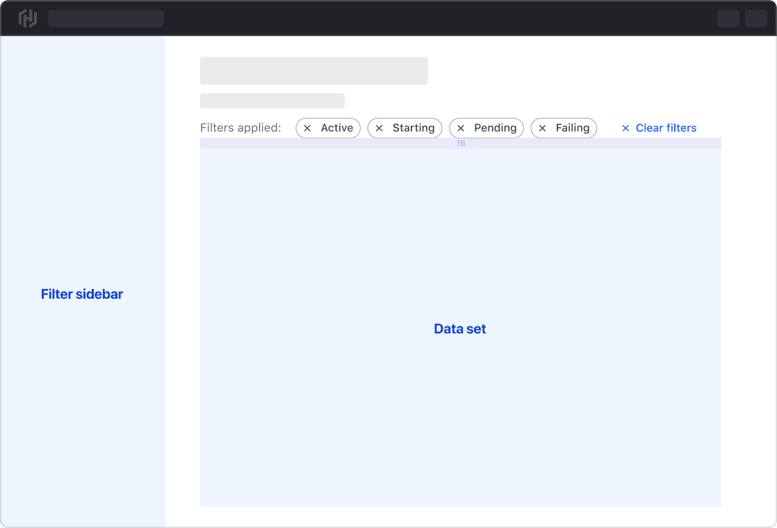 Applied filters with filter sidebar