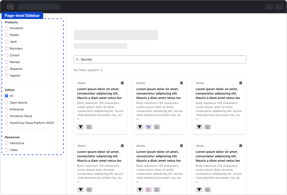 Vertical orientation of the filter bar